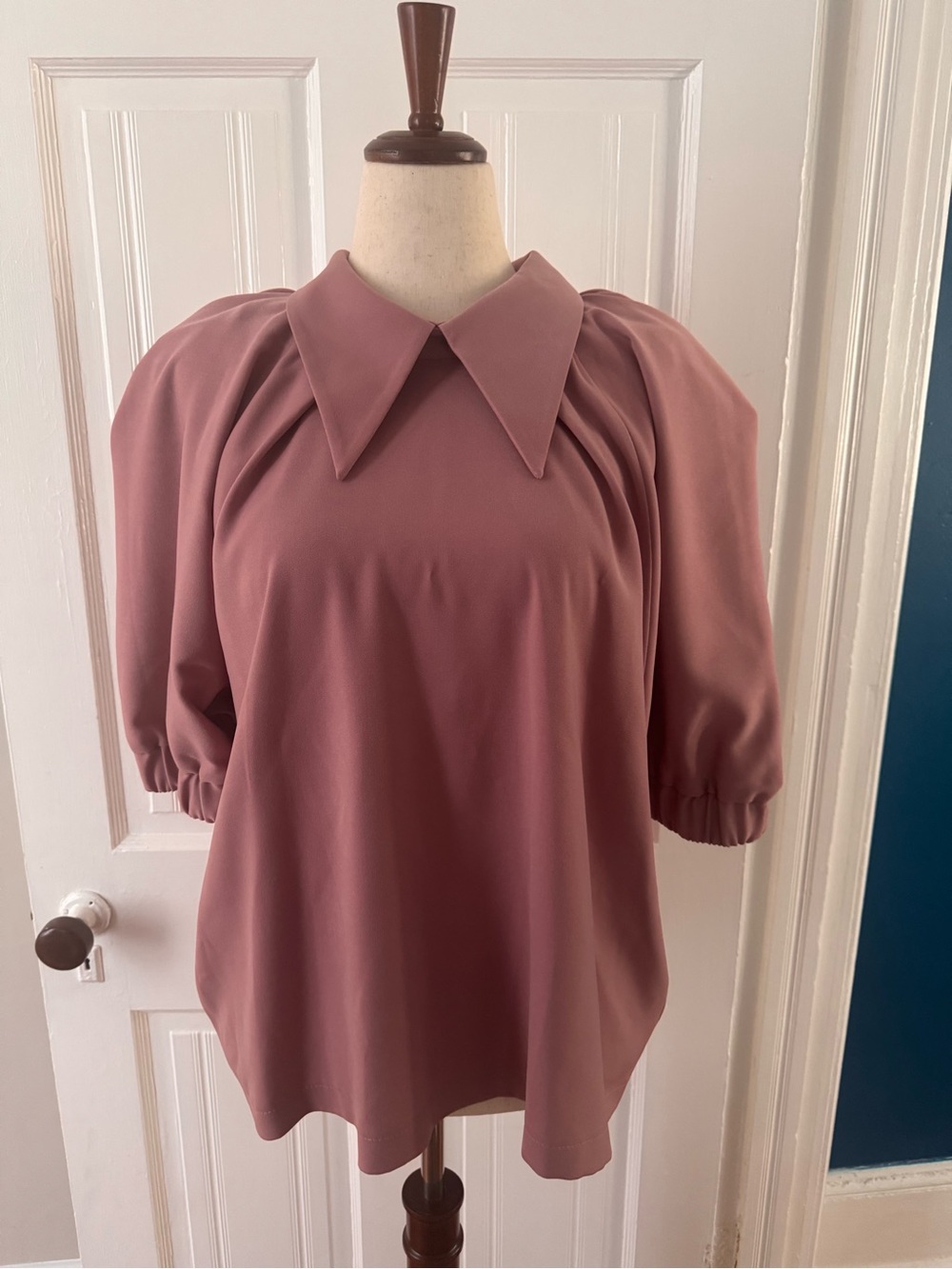 Julia Allert NWT Puff Sleeve Pointed Collar Blouse in Dusty Rose/Vintage RoseXXL
